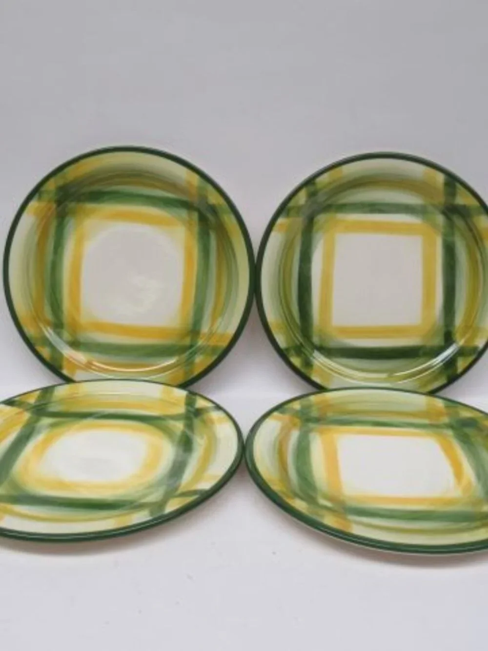 4 - Metlox Vernonware GINGHAM 6 3/8 Inch Dessert Plates, Made In U.S.A.